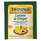 Twinings Lemon & Ginger Individually Wrapped Herbal Tea Bags, 25 Count (Pack Of 6), Spicy Ginger, Lemon Peel And Lemongrass, Enj