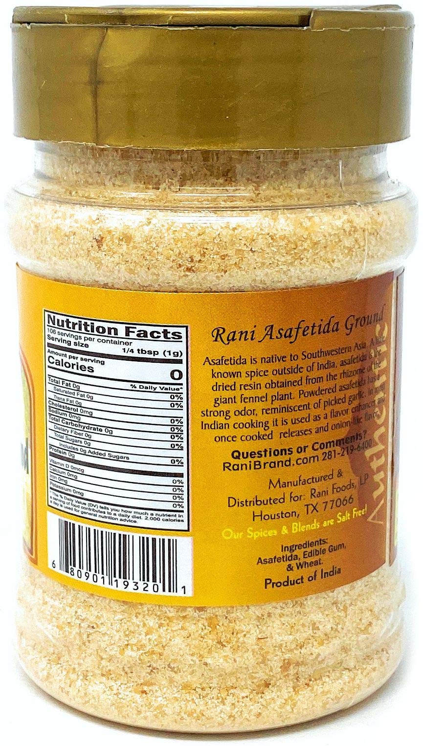 Rani Asafetida (Hing) Ground 3.75oz (106g) PET Jar ~ All Natural | Salt Free | Vegan | Non-GMO | Asafoetida Indian Spice | Best