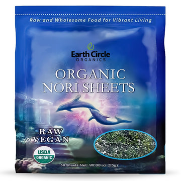 Earth Circle Organics | Raw Certified Organic Nori Seaweed | Grade ''A'' Rating | Unheated & Not Roasted | Vegan | Paleo & Keto 