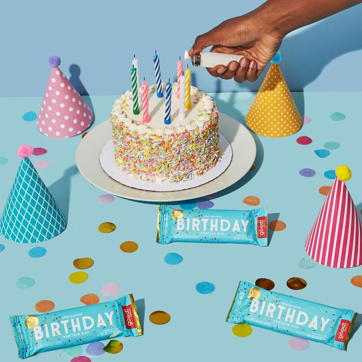 Good! Snacks Vegan Birthday Cake Protein Bar | Gluten-Free, Plant Based, Low Sugar, Kosher, Soy Free, Non Gmo | 15G Protein (12