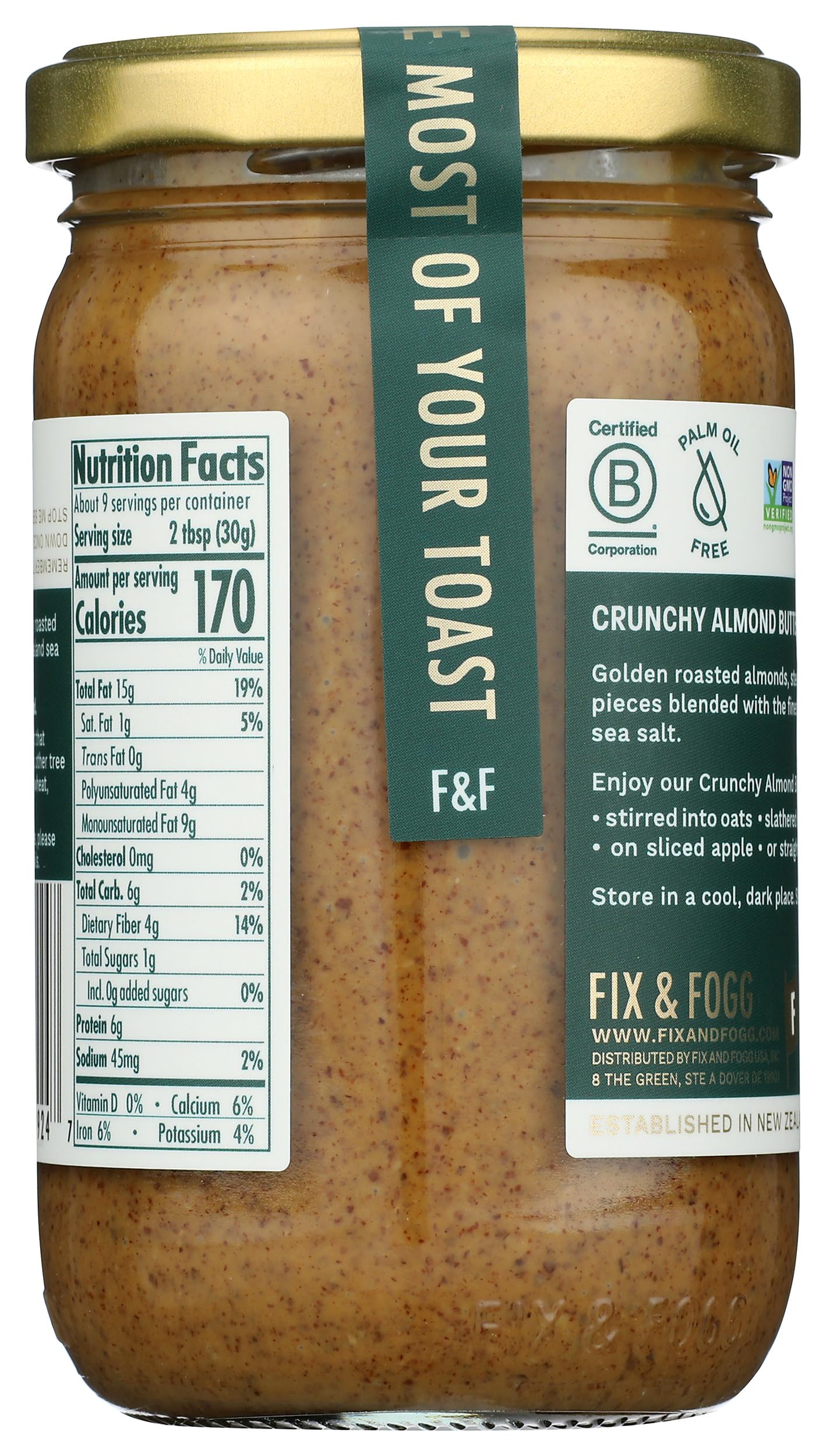 Fix And Fogg Crunchy Almond Butter 10 Oz