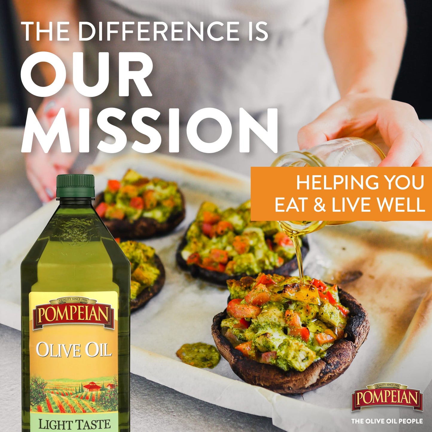 Pompeian Light Taste Olive Oil, Subtle Flavor, Perfect For Frying & Baking, Naturally Gluten Free, Non-Allergenic, Non-Gmo, 48 Fl. Oz.