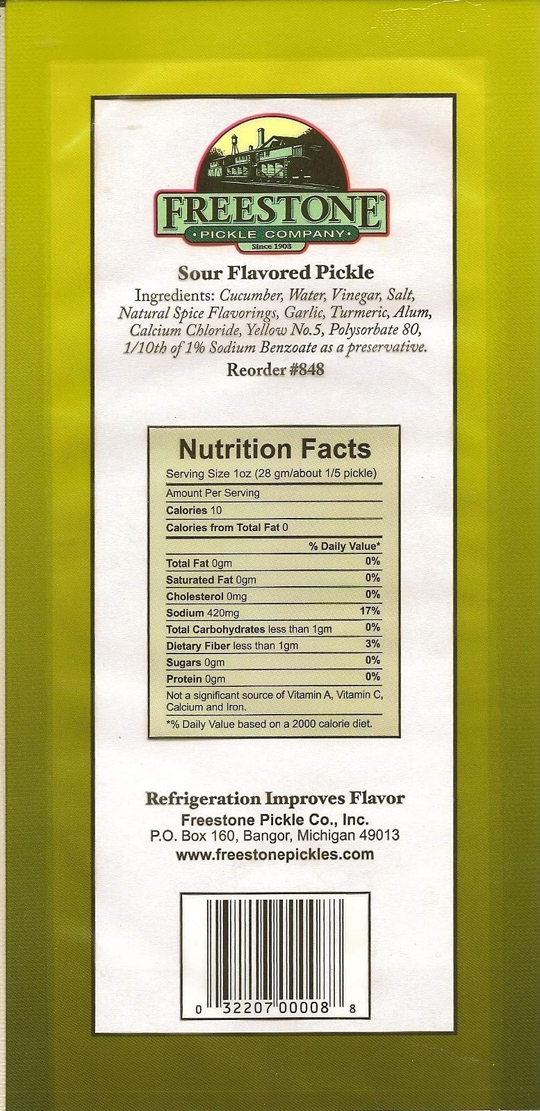 Freestone Pickle Company Jumbo Sour Individually Wrapped Pickles, 12 Count