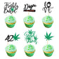 Arthsdite Cupcake Toppers, 24 Pcs, Glitter Green Leaves, Small, Plastic