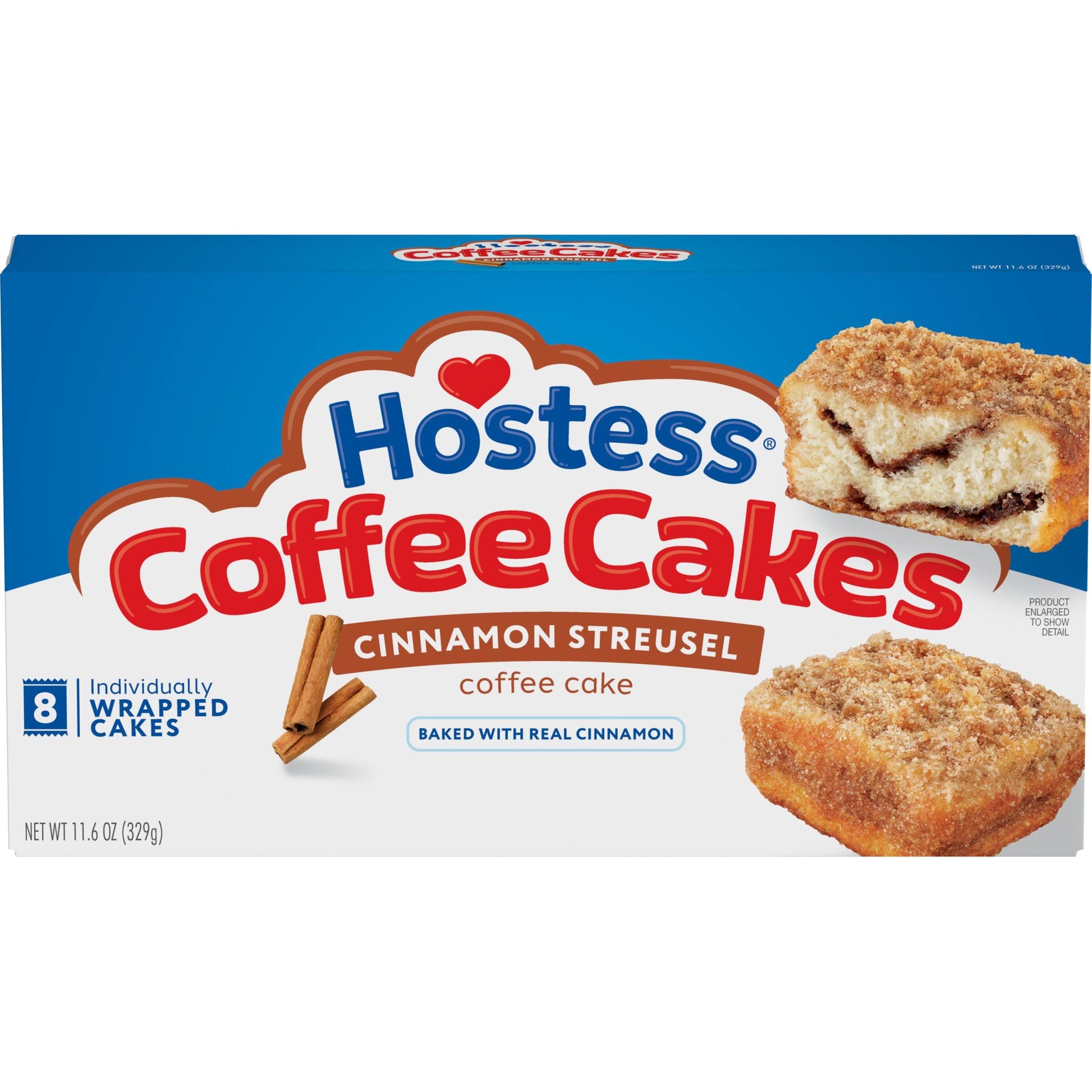 Hostess Coffee Cakes, Cinnamon Streusel Snack Cakes, 11.6 oz. Box, 8 Count