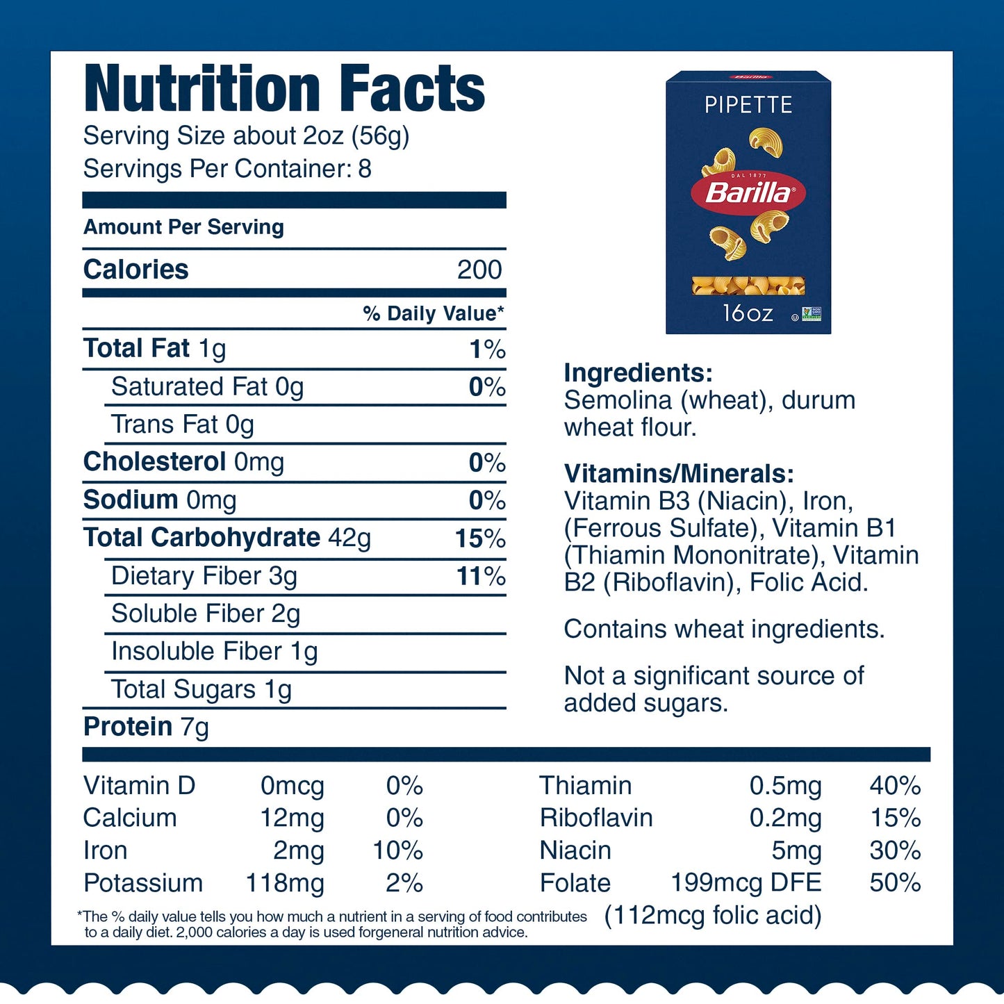 Barilla Pipette Pasta, 16 Oz. Box (Pack Of 12) - Non-Gmo Pasta Made With Durum Wheat Semolina - Kosher Certified Pasta