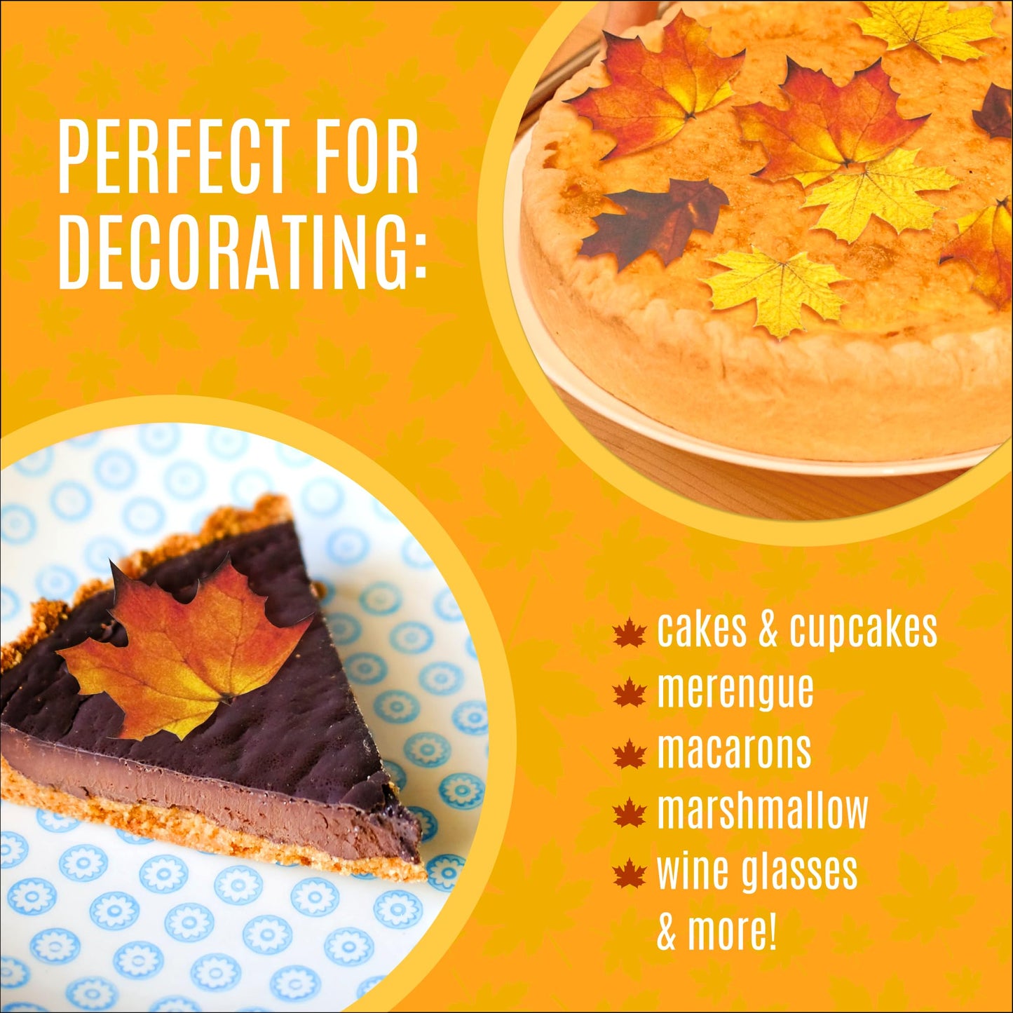 Sugar Robot Inc. Edible Fall Leaves Set of 24 - Wafer Cake & Cupcake Toppers - Mixed Leaves