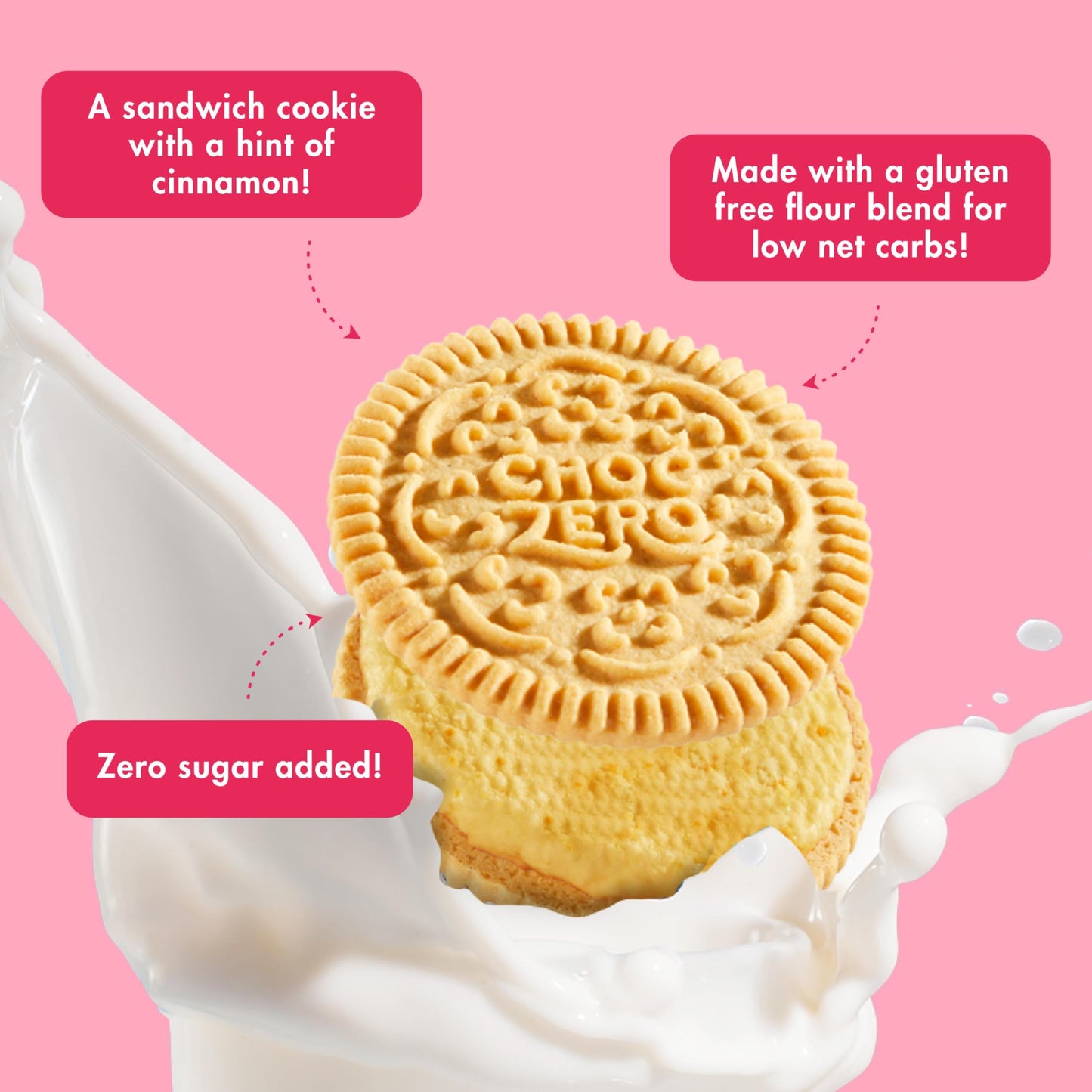 Choczero Churro Creme Vanilla Sandwich Cookies - Low Sugar, Gluten Free, Keto Friendly Dunkies (1 Box, 9Oz)