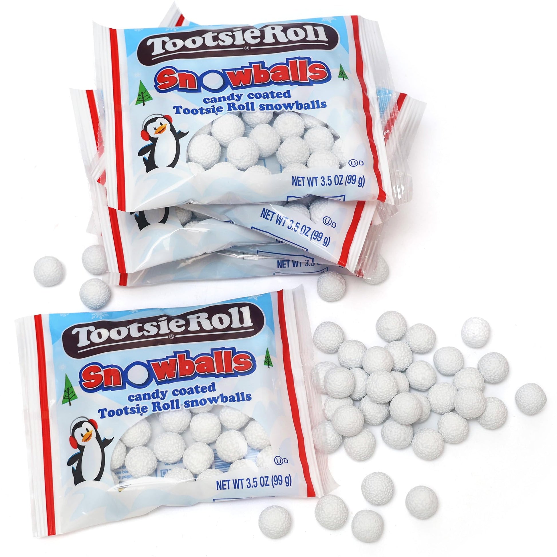 Toottsie Roll Candy Coated Snowballs 6 Pack - Christmas Candy Snowballs For Gingerbread House Decoration, Stocking Stuffers, Hol
