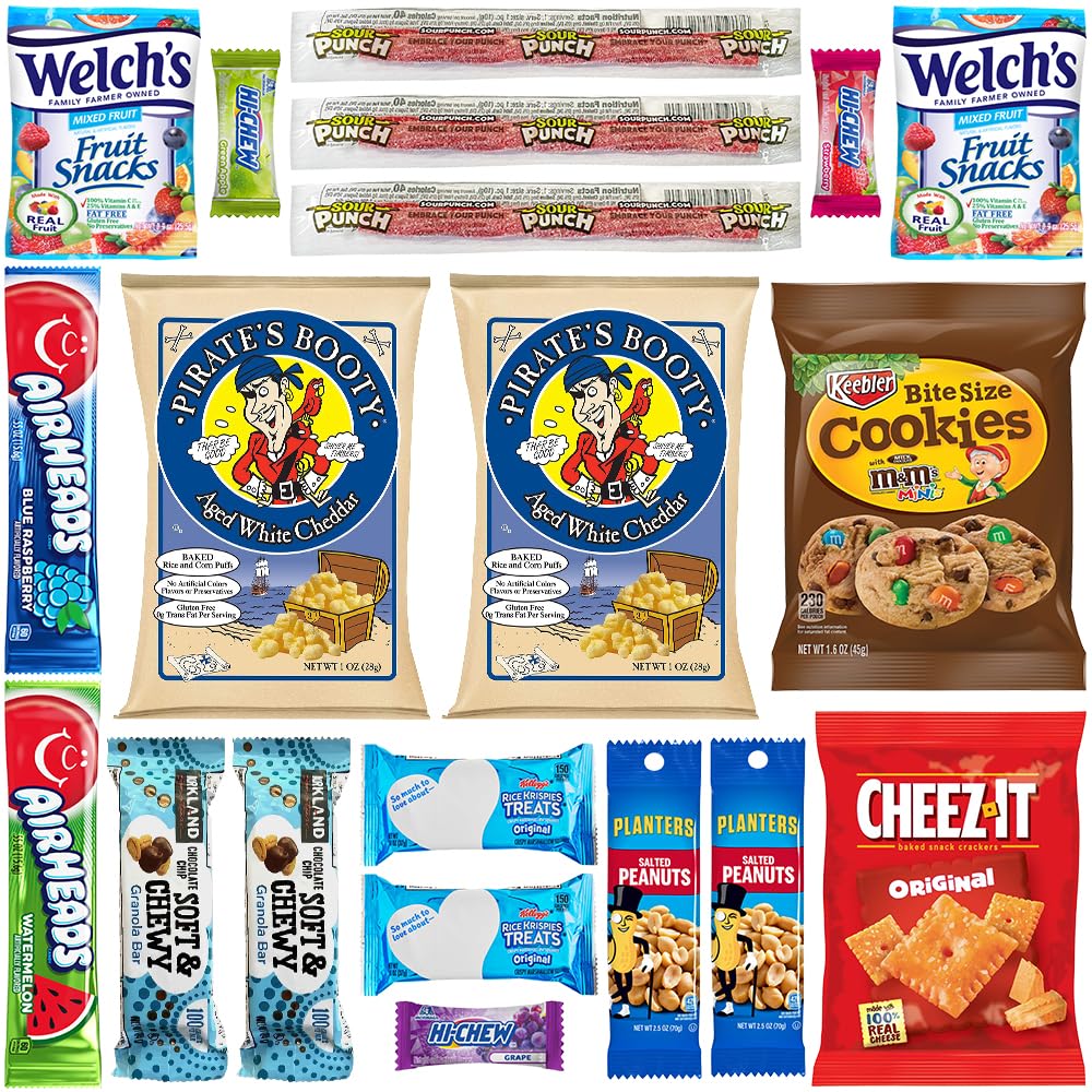 Hangry Kit Birthday Snack Box For Your Son - (20 Count) Happy Birthday Gift Basket Care Package - Contains Birthday Snacks, Cook