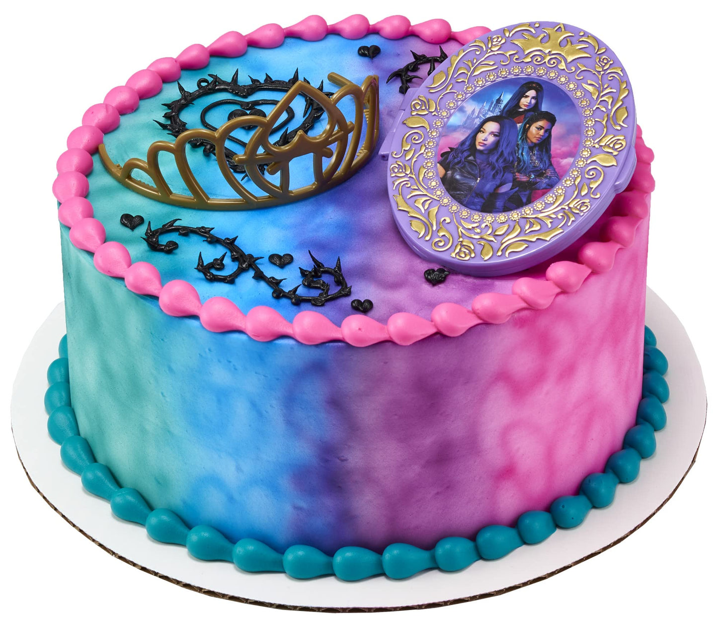 DecoPac Disney Descendants 3 Cake Topper Set, 2-Pc with Tiara & Compact, Plastic, Multiple Colors, Model 24327