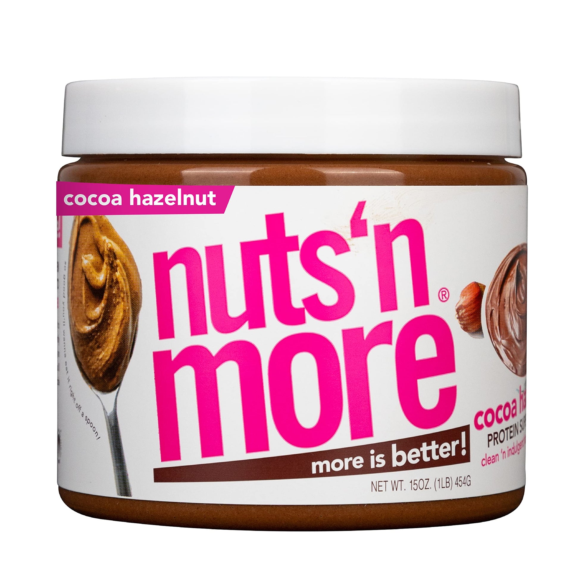 Nuts N More Cocoa Hazelnut Butter Spread - High Protein, Low Carb, Low Sugar, Gluten Free, Non-GMO, All-Natural Keto Nut Butter 