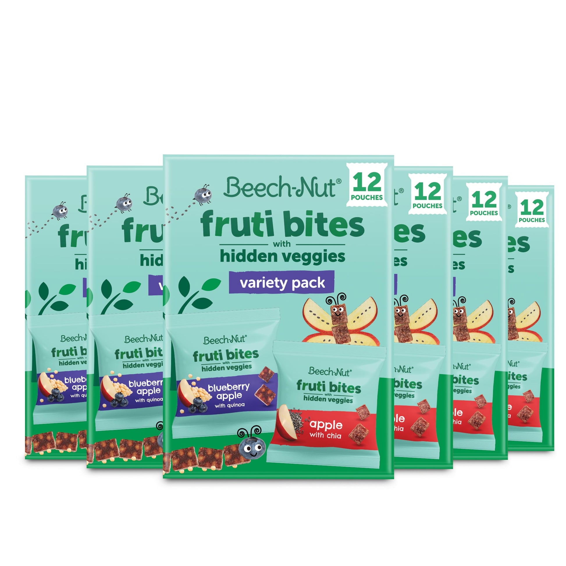 Beech-Nut Toddler Snacks Fruti Bites With Hidden Veggies Quinoa & Chia, Fruit Snack Variety Pack For Babies And Toddlers, 6 Boxe
