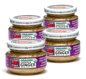 Emperor's Kitchen Organic Chopped Ginger 4.5 OZ Glass Jar (Pack of 4)