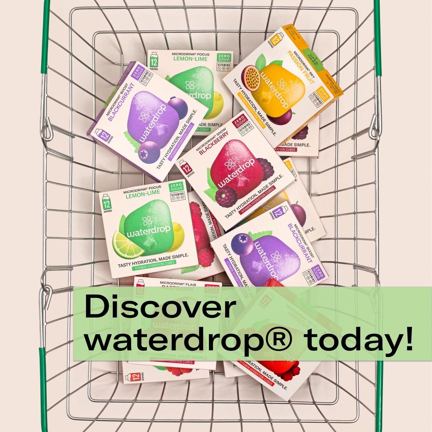 Waterdrop Hydration Cubes, 6 Flavor Variety Pack, Vitamin C, E, B1, B3, B6, B7, B8 & Electrolyte Drops for Still & Sparkling Wat