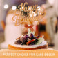 Gold Happy Birthday Cake Topper Plastic - 3D Double Sided Cursive Happy Birthday Sign For Cake With Bow, Idea For Birthday Cake