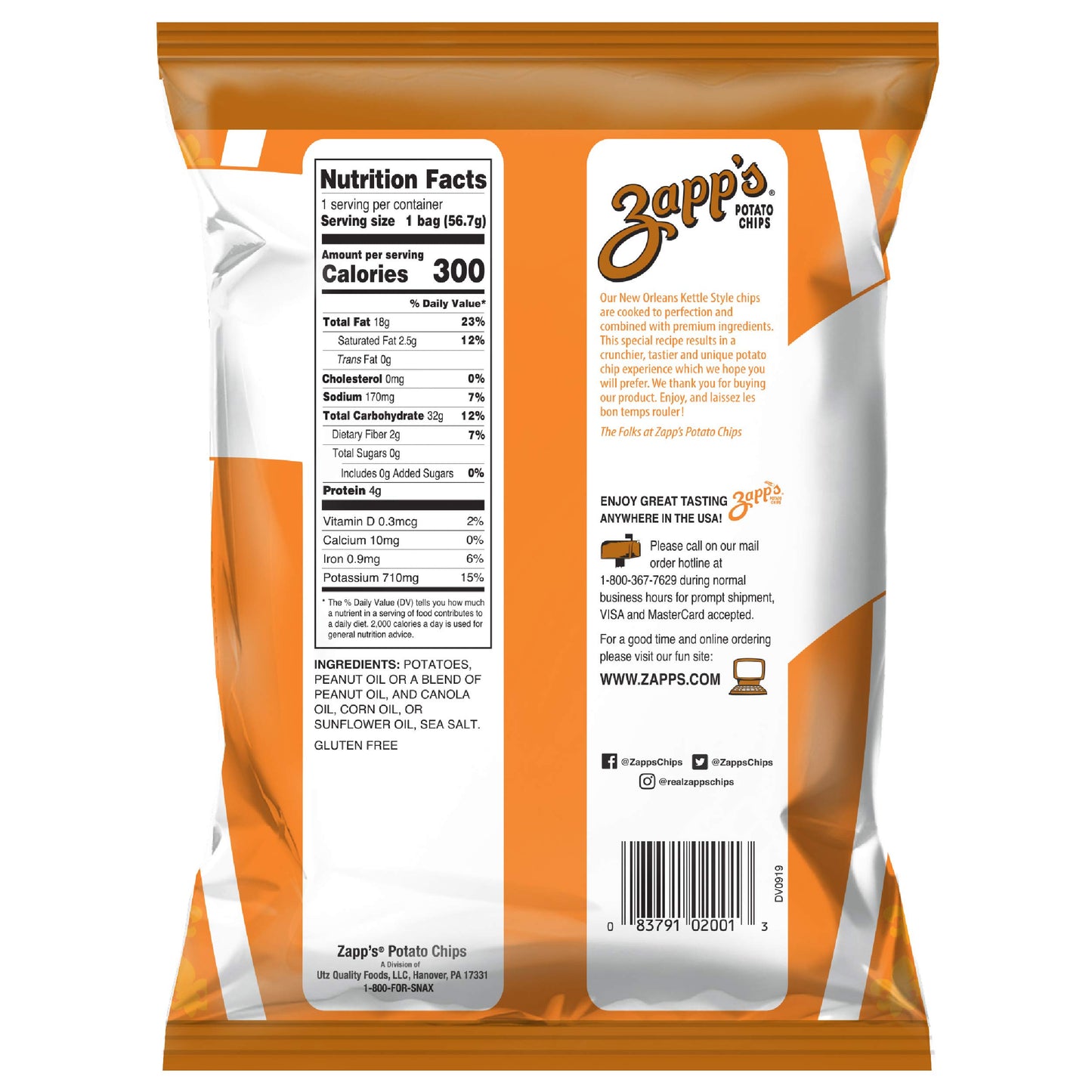 Zapps New Orleans Kettle-Style Potato Chips, Regular - Crunchy Chips With A Salty, Delicious Flavor, Great For Lunches Or Snacki