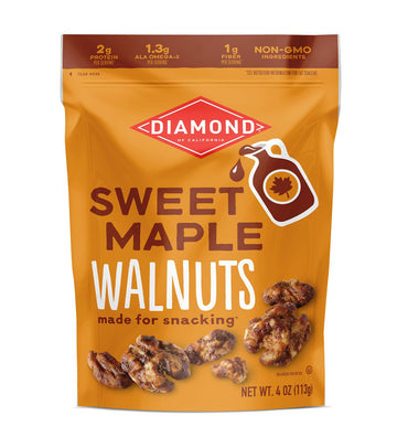 Diamond of California Sweet Maple Walnut Snack Nuts, 4 oz. (4 Pack)