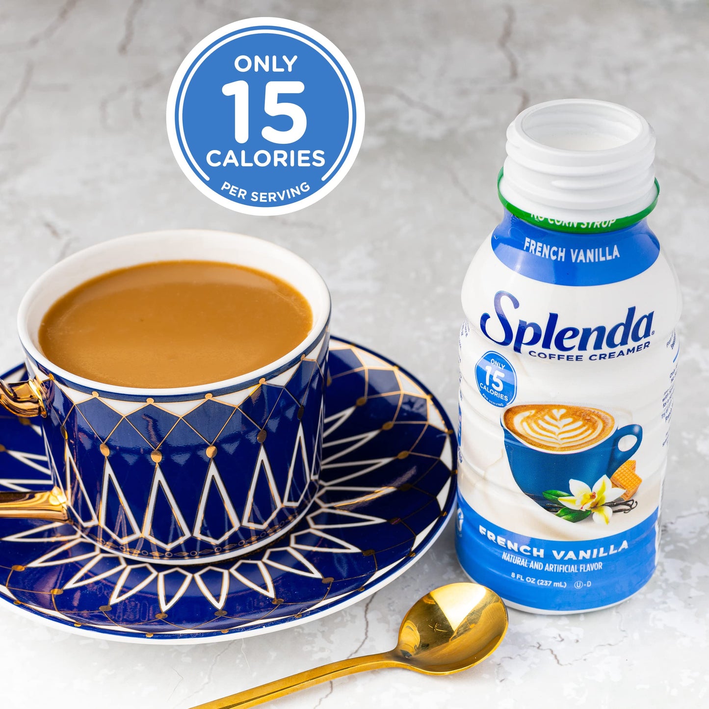 SPLENDA Sugar Free, Low Calorie French Vanilla Coffee Creamer, 8 Fl Ounces Bottle (Pack of 6)