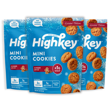 Highkey Gluten Free Ginger Spice Cookies - Keto Snack No Sugar Low Carb Snacks Foods Diet Friendly Food Healthy Cookie Dessert Treat Sweet <1G Sugar Ginger Snaps 2.0Oz 3Pack