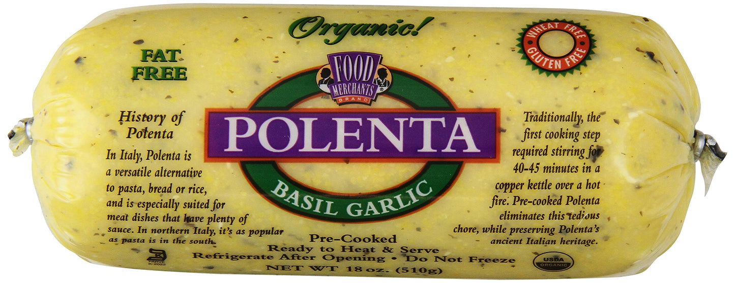 Food Merchants Organic Polenta, Basil Garlic, 18 Ounce (Pack of 12)