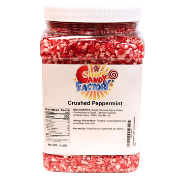 Crushed Peppermint Candy Pieces  Red & White  Mint Flavored Bits for Baking  Toppings  Decorating  and Holiday   4 Lbs in Reusable Jar
