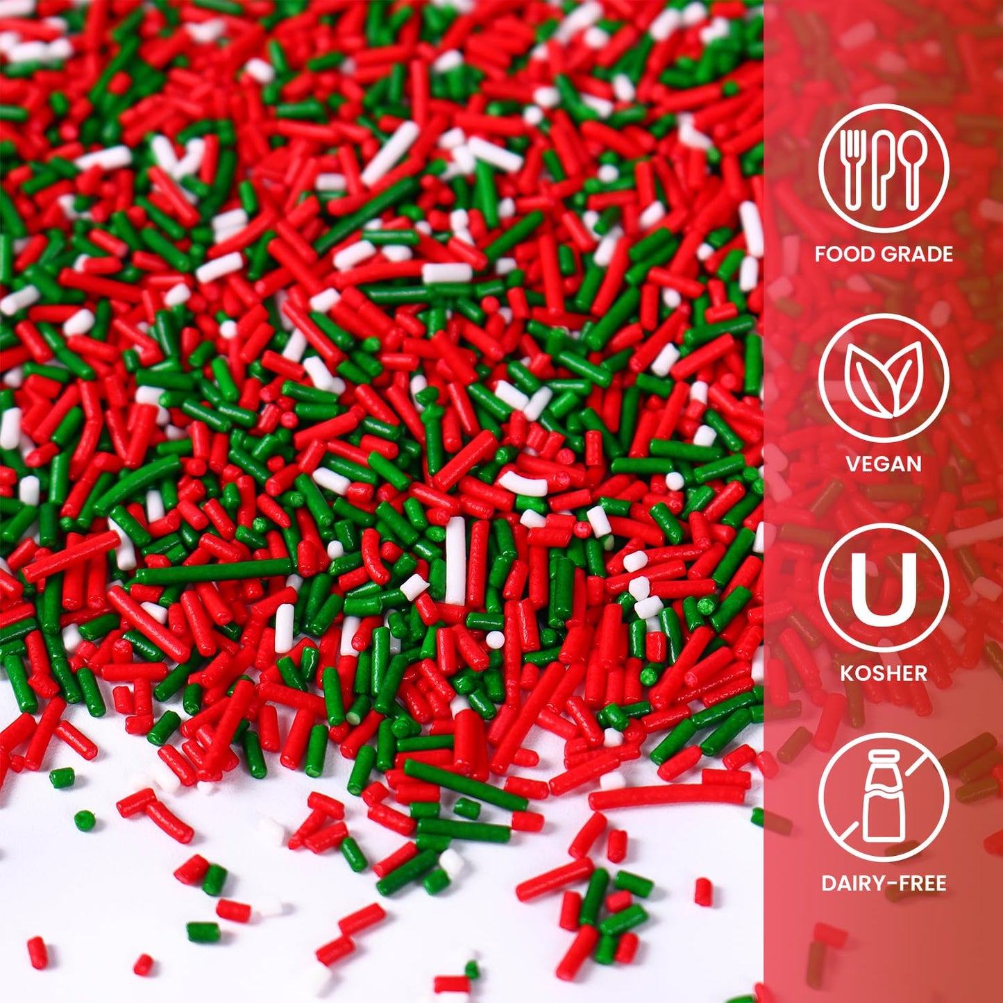 Christmas Sprinkles For Cake Decorating, 3.52Oz Red Green Sprinkles, Edible Jimmies Sprinkles For Cupcake Toppers Baking Cookie