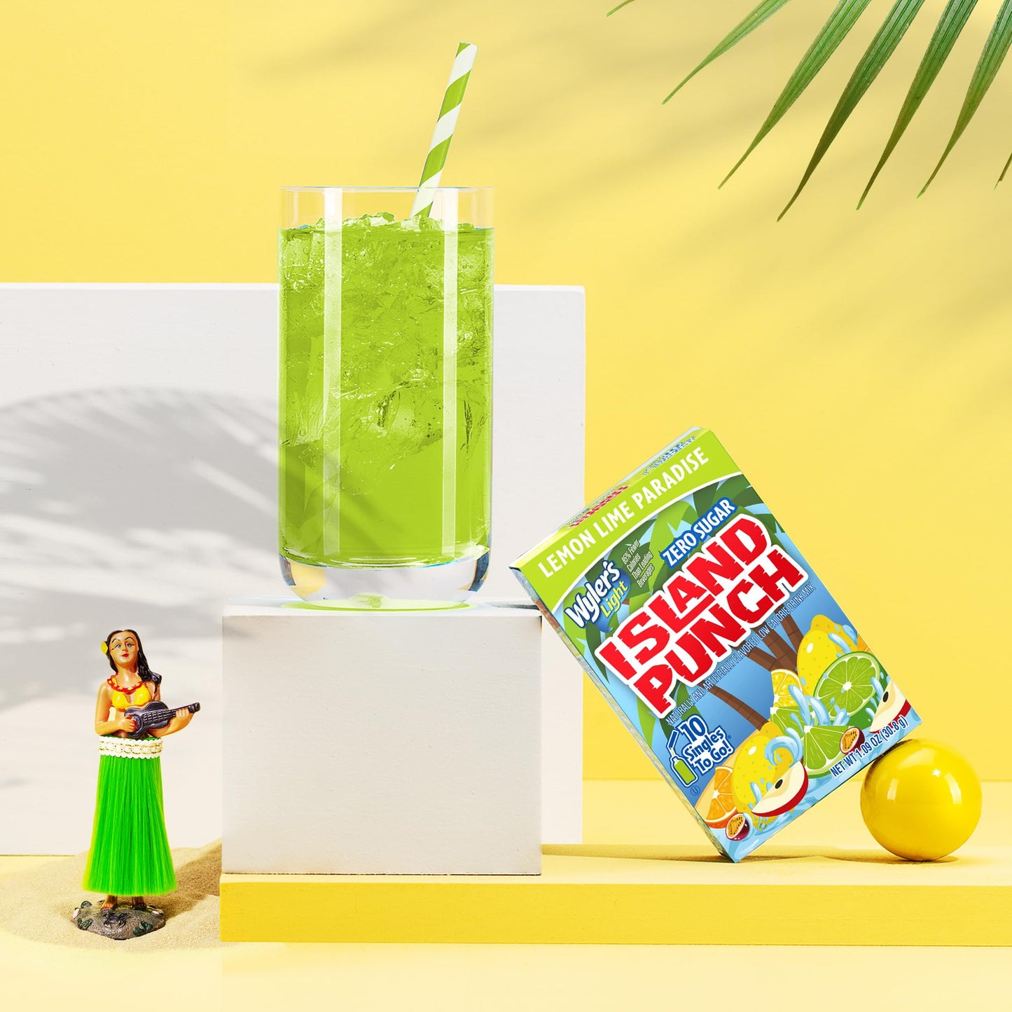Wylers Light Island Punch Drink Mix, Lemon Lime Paradise, Low Calorie, Caffeine Free, Gluten Free, 10 Count Box (12 Pack)