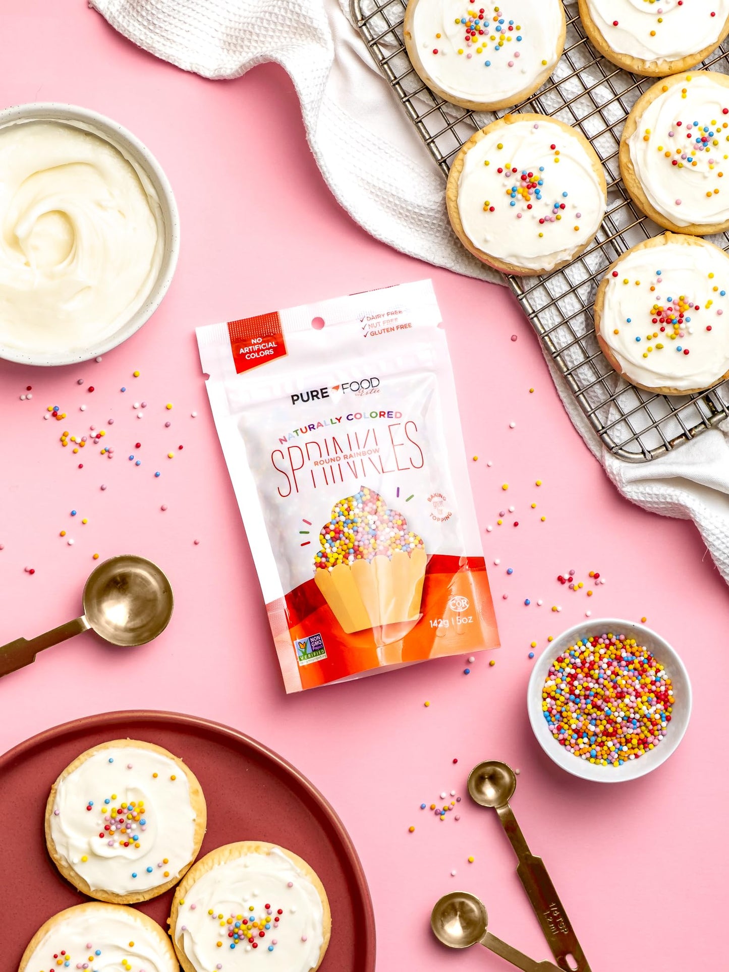 Pure Food By Estee Rainbow Nonpariels Sprinkles, 141 Gr