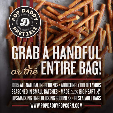 Pop Daddy Flavored Pretzels Sticks, Cinnamon Sugar Flavor, 3oz Healthy Gourmet Pretzels Snacks, 15 Pack