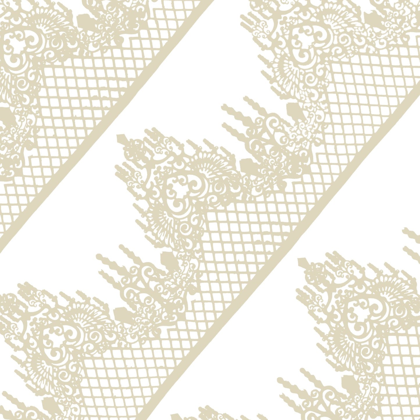 FUNSHOWCASE Edible Cake Lace Set, 10-Piece, 12-Inch, Lattice Diamond Scallop, Ivory White, Model 1570
