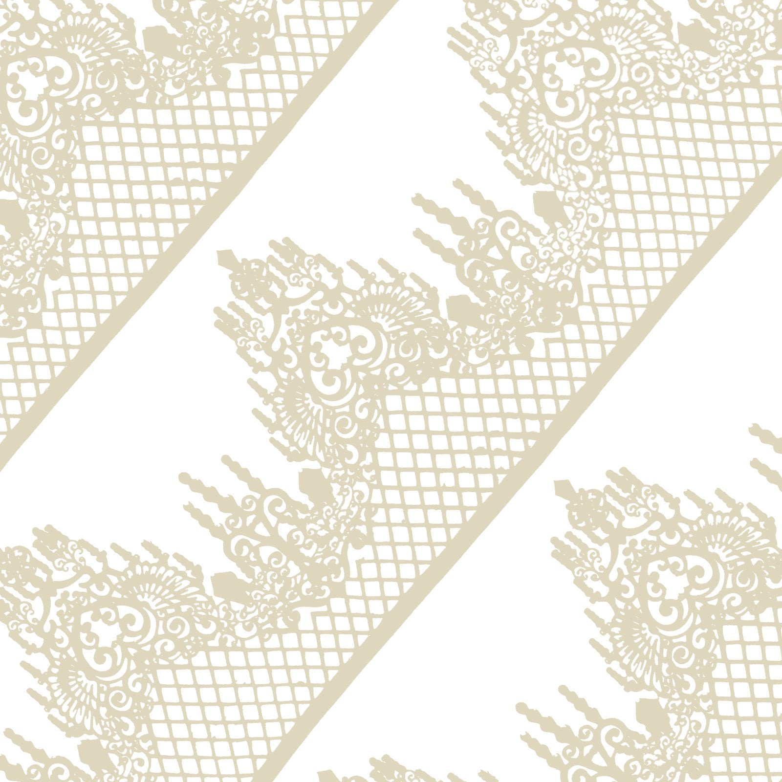 FUNSHOWCASE Edible Cake Lace Set, 10-Piece, 12-Inch, Lattice Diamond Scallop, Ivory White, Model 1570