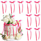 Gyufise Bowknot Cake Toppers 30Pcs Rose Red Decorations for Baby Shower, Birthday, Wedding Party - 2.9 x 5.7 Inches