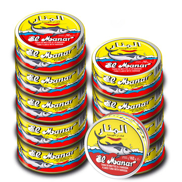 El Manar Solid Light Tuna In Harissa Sauce - 5.6 Oz Pack Of 10 - Canned Tuna Fish In Harissa - Wild Caught Fresh Tuna With Haris