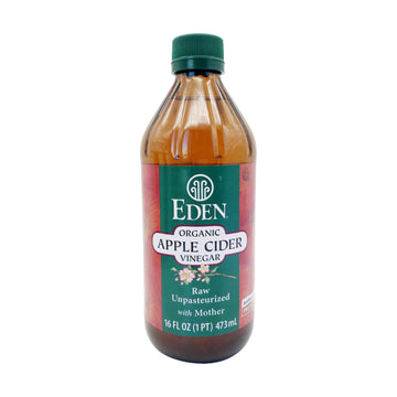 Eden Organic Apple Cider Vinegar, Raw & Unpasteurized with Mother, 16 Fl Oz, Glass Bottle