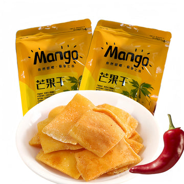 Spicy Dried Mango Mangoes Chips - Individually Wrapped Soft Chewy Mangos Slices, Fresh Chili Dehydrated Fruit Mango Chunks, Sour