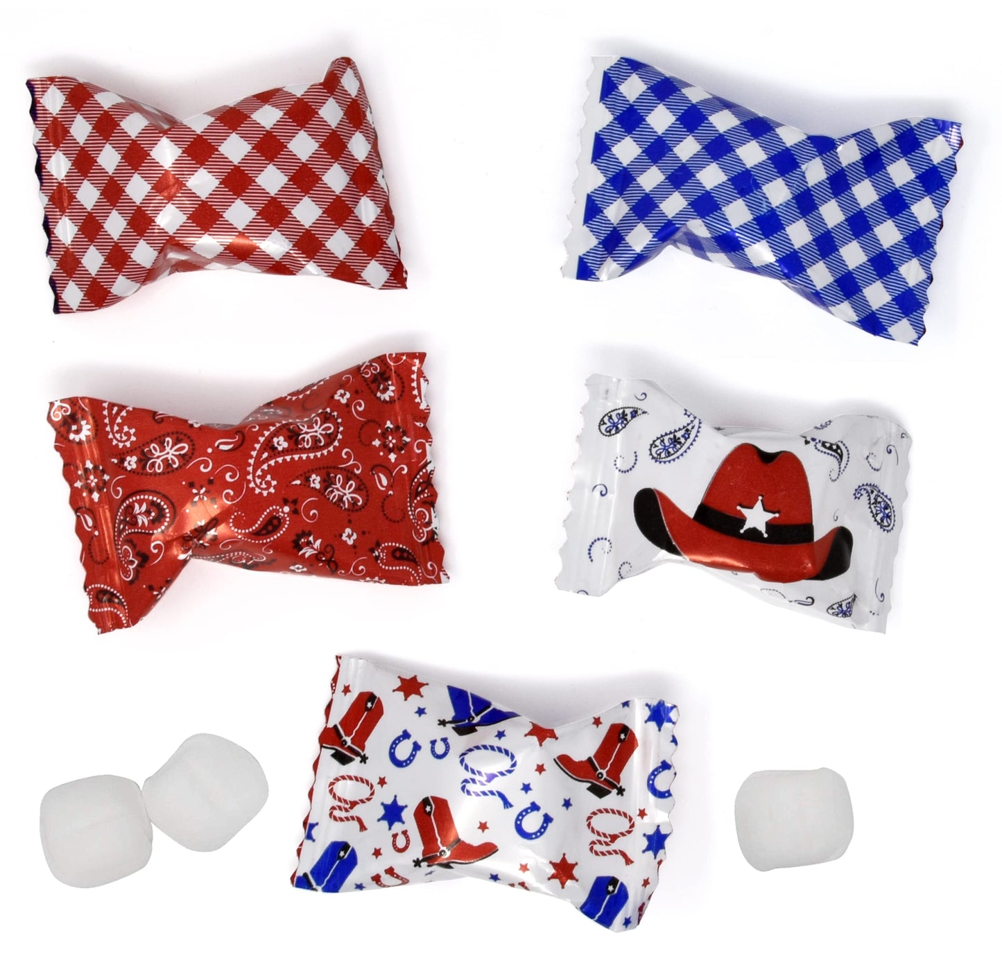 Gift Boutique - Western Cowboy Butter Mints Bandanna Candy Bags 100 Count Mint Candies 13 Oz Treats Sweets Party Favors For Blue