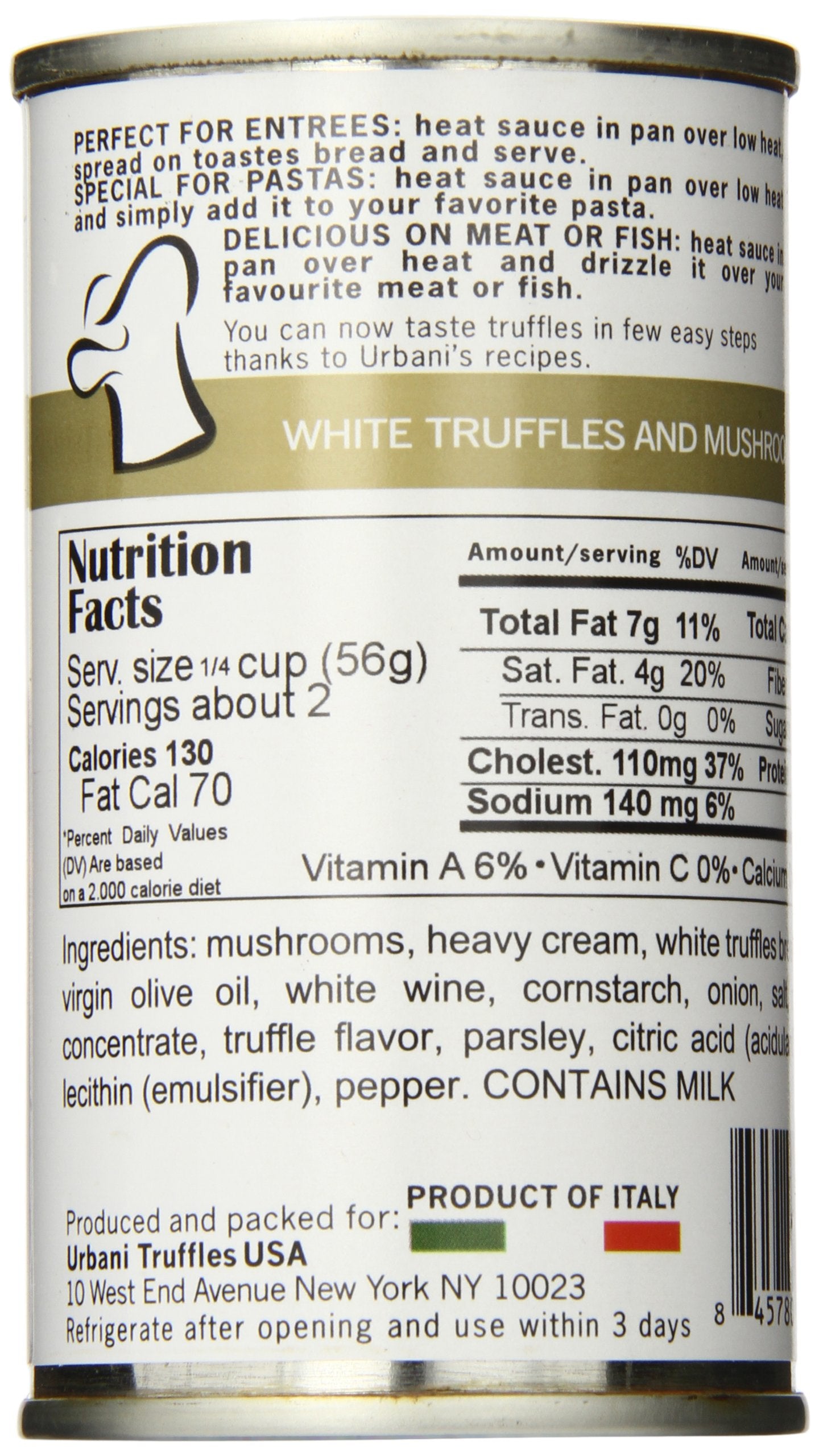 Urbani Truffles White Truffles and Mushrooms Sauce, 180g - All Natural, Ready to Use, Ideal for Pasta and Grilled Meats