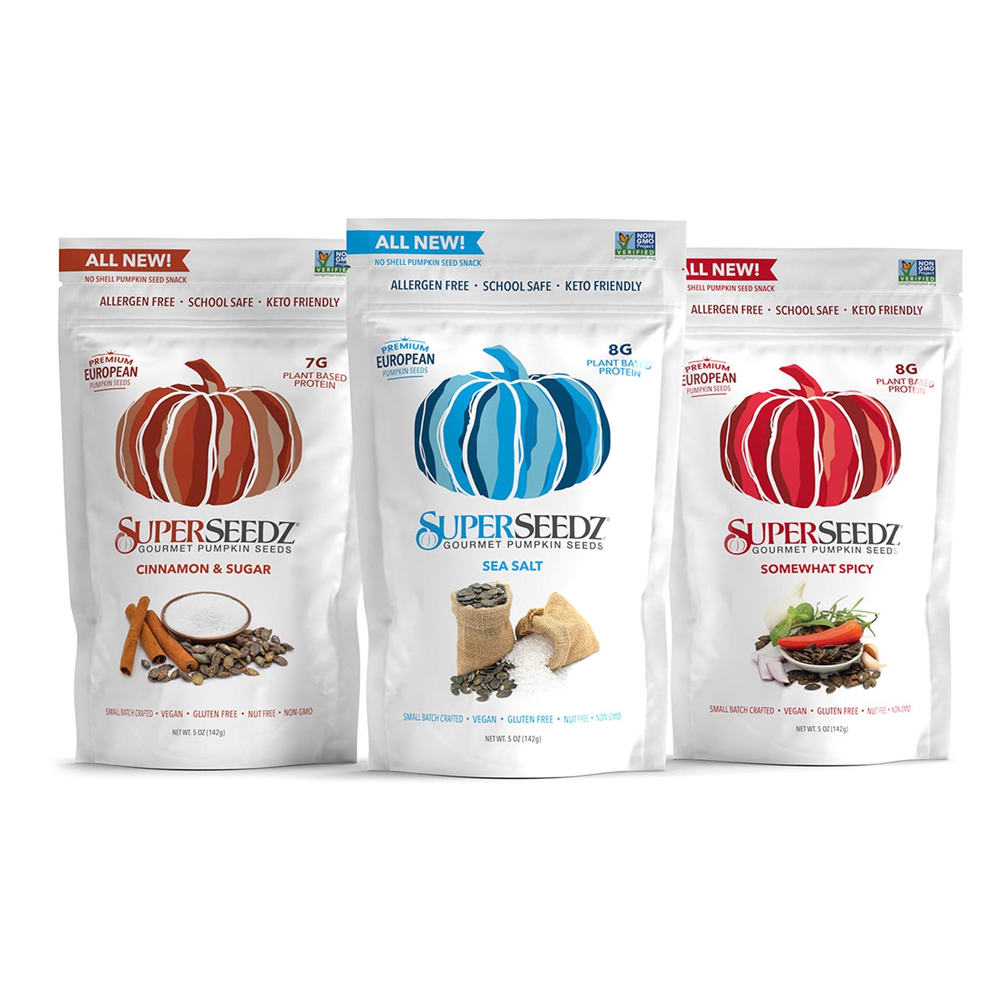 Superseedz Dry Roasted Pumpkin Seeds - Cinnamon & Sugar Pepitas, Vegan, Whole 30, Paleo, Healthy Snacks, 8G Plant Based Protein, Produced In Usa, Dairy Free, Nut Free, Gluten Free Snack (5Oz)
