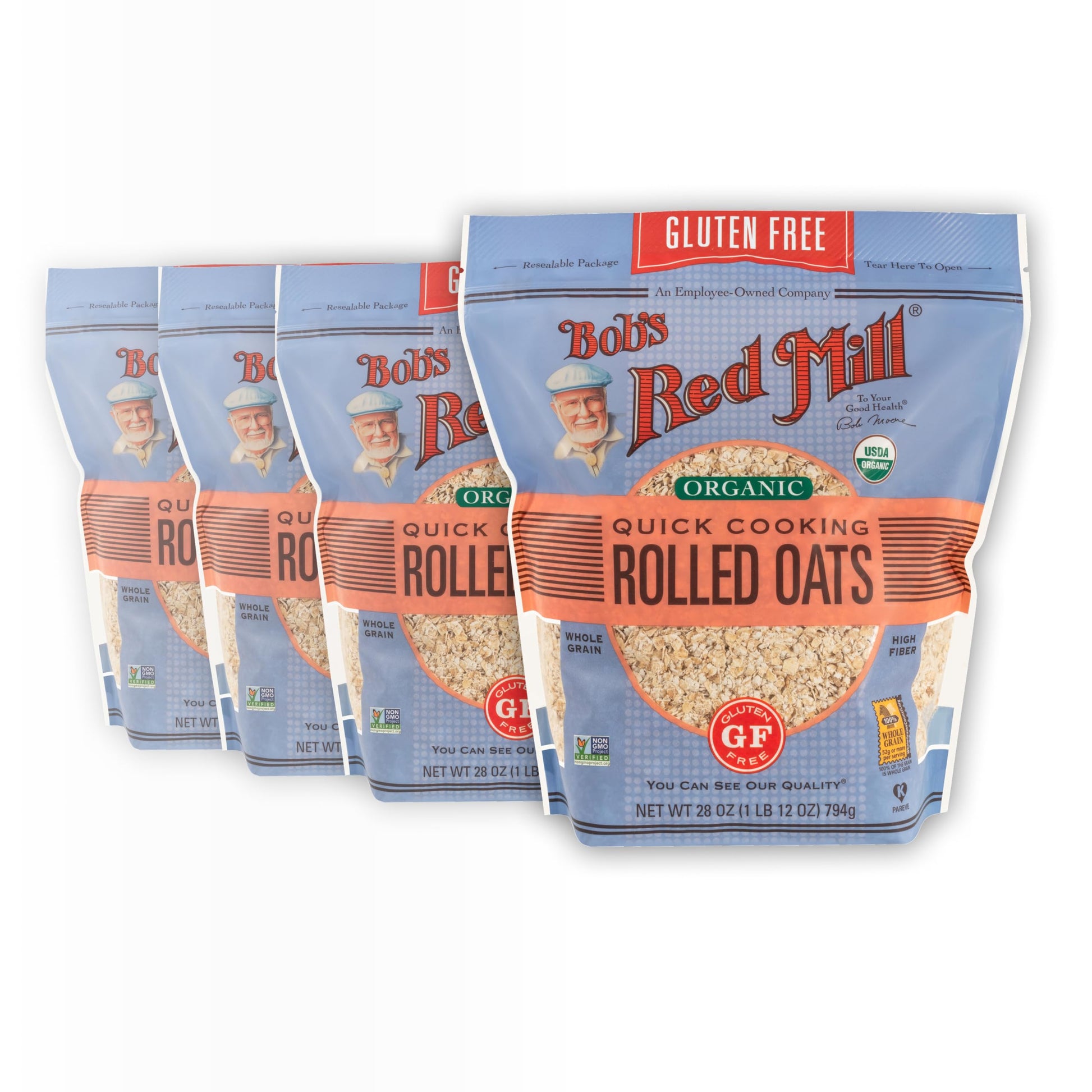 Bob s Red Mill Quick Cooking Organic Rolled Oats, 28 oz (Pack of 4)