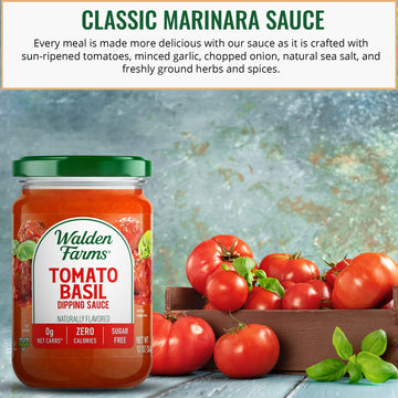 Walden Farms Tomato Basil Pasta Sauce - Zero Calorie, Sugar Free, Keto & No Carb Sauce for Pasta, Veggies & More - 2-Pack, 12 oz