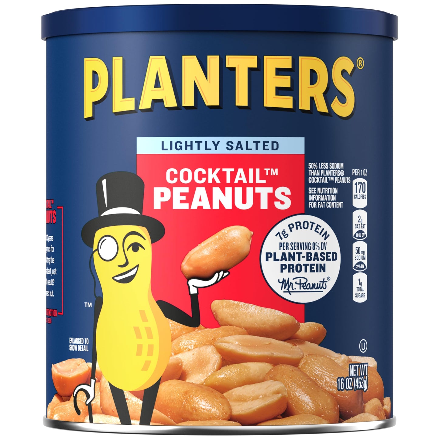 PLANTERS Dry Roasted Peanuts, Plant-Based Protein, Lightly Salted, 16 Oz Jar