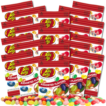 20 Mini Packs Of Assorted Flavor Jelly Beans, Individually Bagged For Halloween Or Birthday Party Favors, Bulk Chewy Candy, Pack