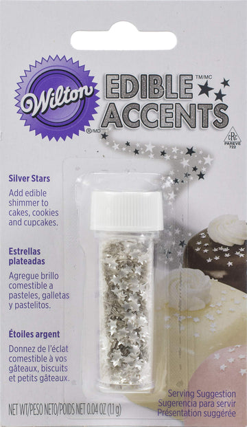 Edible Glitter .04Oz-Silver Stars