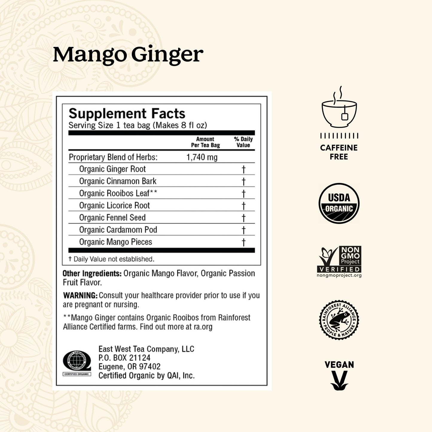 Yogi Tea Mango Ginger - 16 Bags per Pack (4 Packs) - Organic Ginger Root Tea to Support Healthy Digestion - Contains Antioxidant