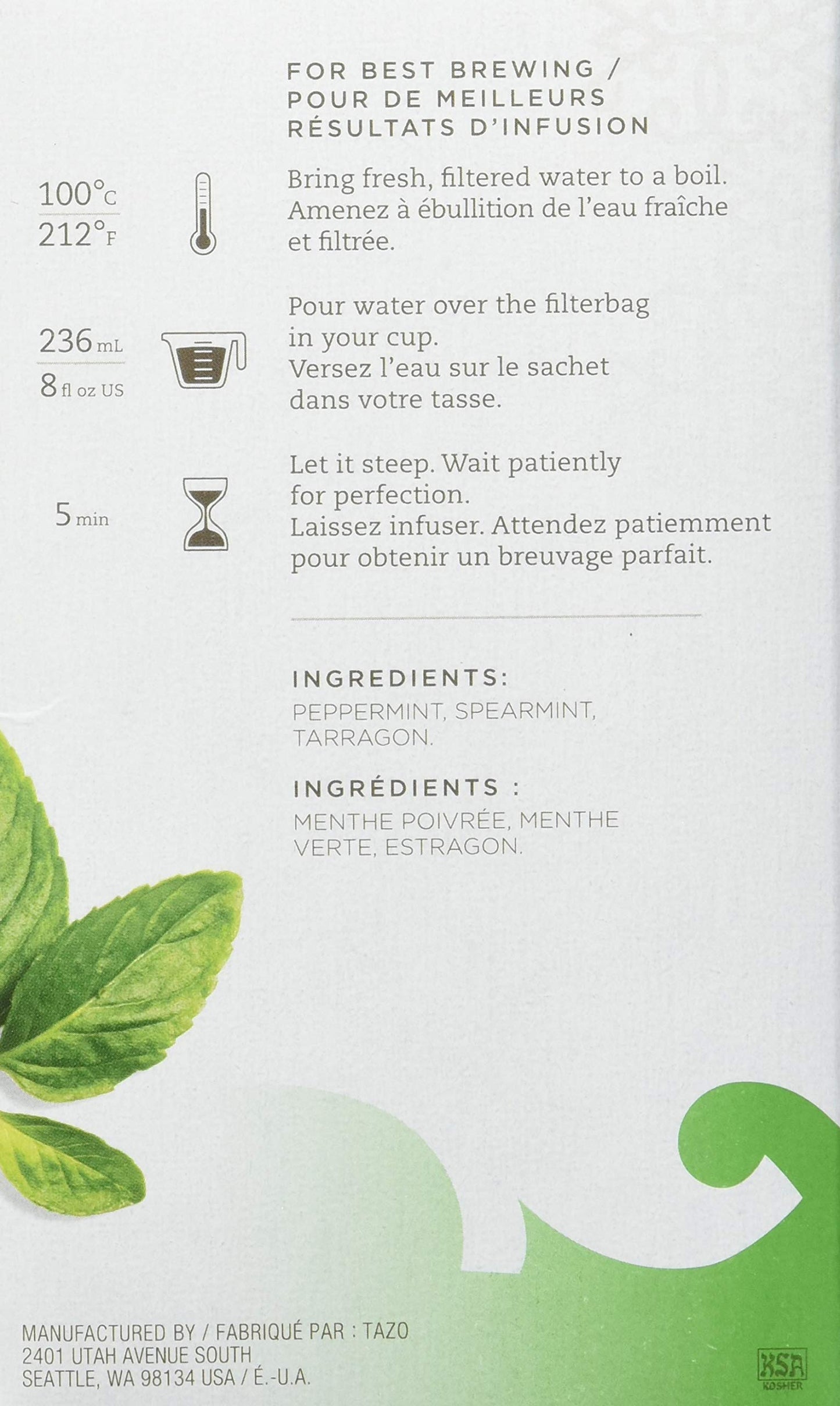 Tazo Refresh Tea Bag, 20 Ct