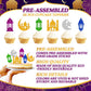 36 Pcs Eid Mubarak Cupcake Topper Star Moon Lantern Castle Theme Supplies For Muslim Islamic Eid Mubarak Festival Celebration Pa