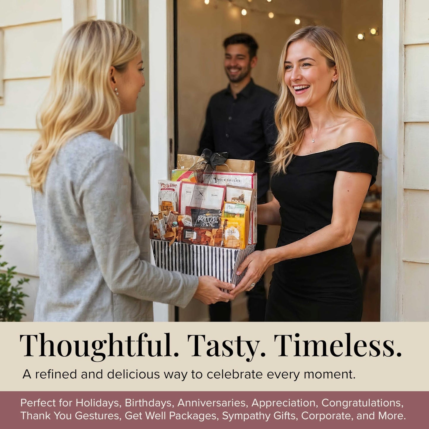 Broadway Basketeers Gourmet Sweets and Chocolate Gift Basket, 11 x 7 x 14, Perfect for Women and Families, Corporate Thank You Gift