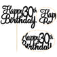 Gyufise 1 Pack Happy 30Th Birthday Cake Topper Black Glitter 30 Cupcake Topper Happy 30 Birthday Cake Decoration For 30Th Cheers