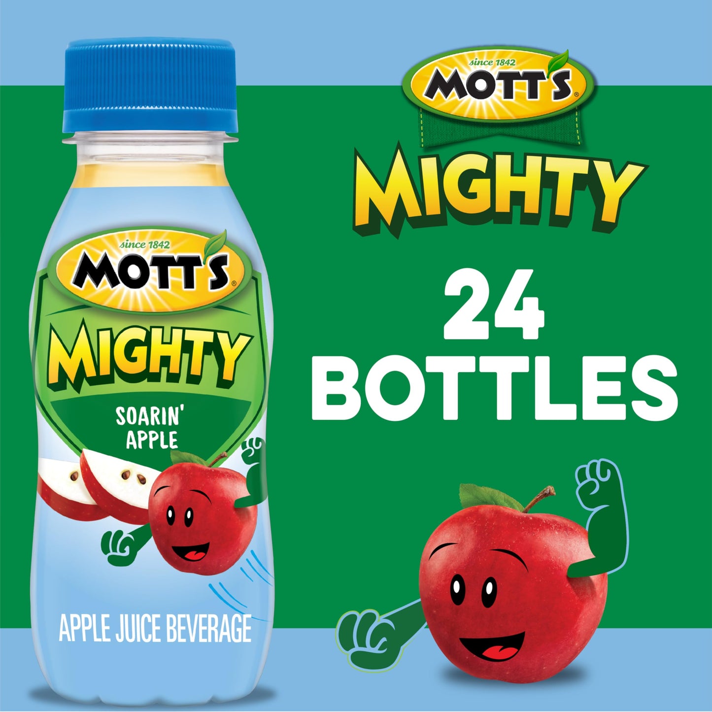 Motts Mighty Soarin Apple Juice Drink, 100% Fruit Juice, 8 Fl Oz Bottles, 24 Count (4 Packs of 6)